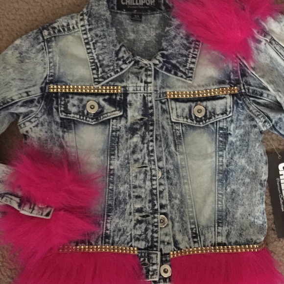 blue jean fur jacket